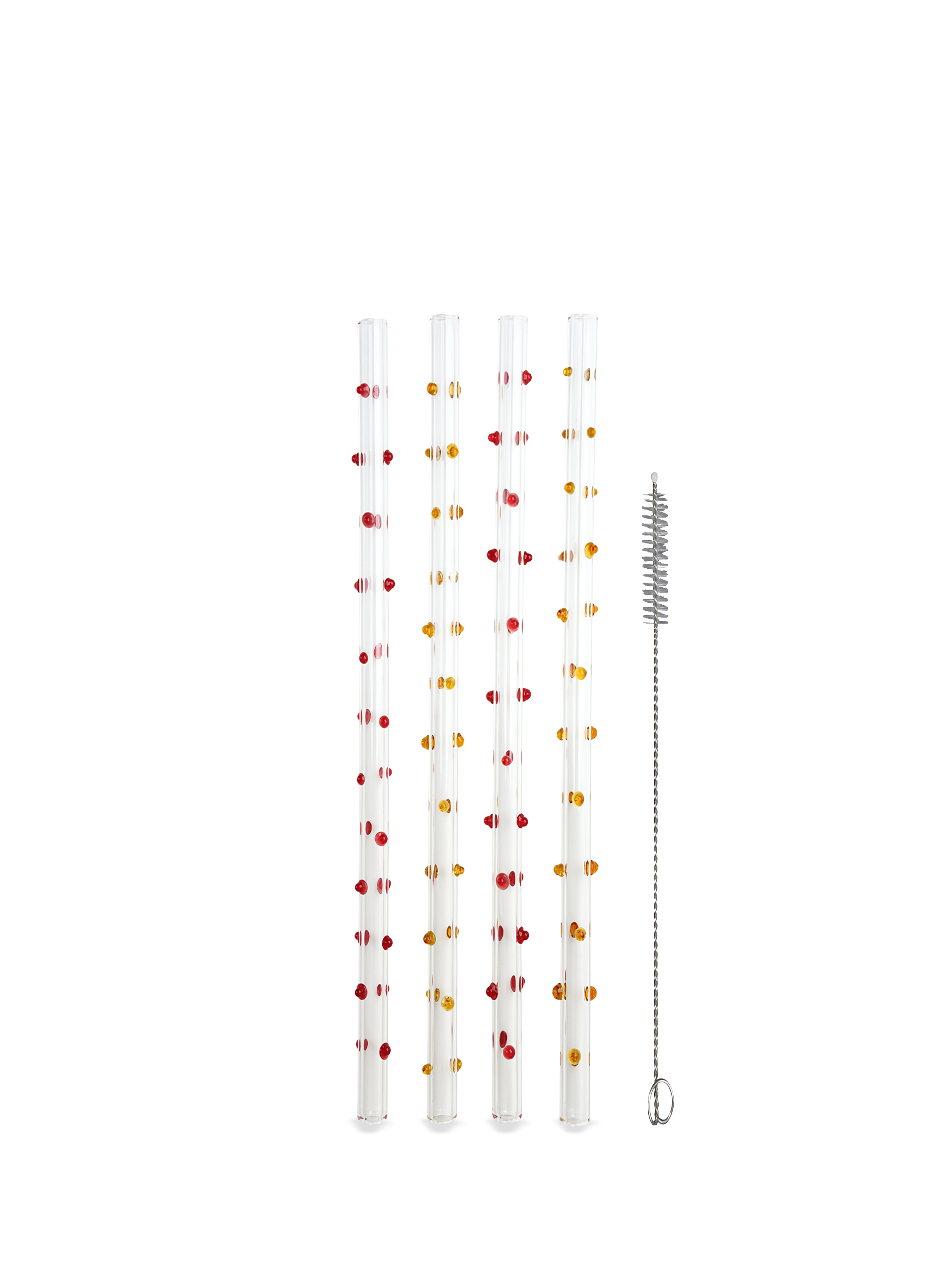 Straws Dotti long 4pcs/set Amber/red