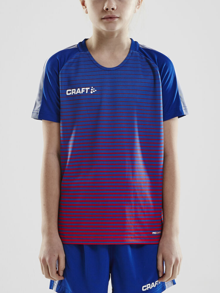 Craft Pro Control Stripe Jersey Jr - Club Cobolt/Bright Red [346430] / 122/128