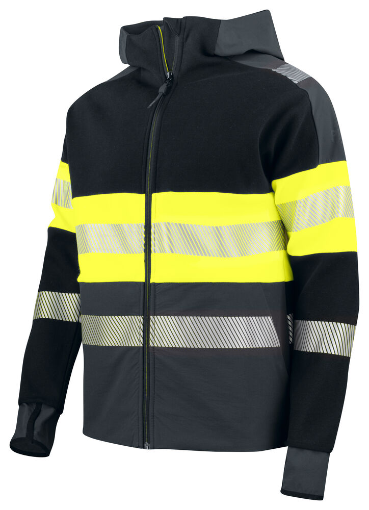 Projob 6122 SWEATJAKKE MED HÆTTE EN ISO 20471 KLASSE 1 - Yellow/Black [11] / XS