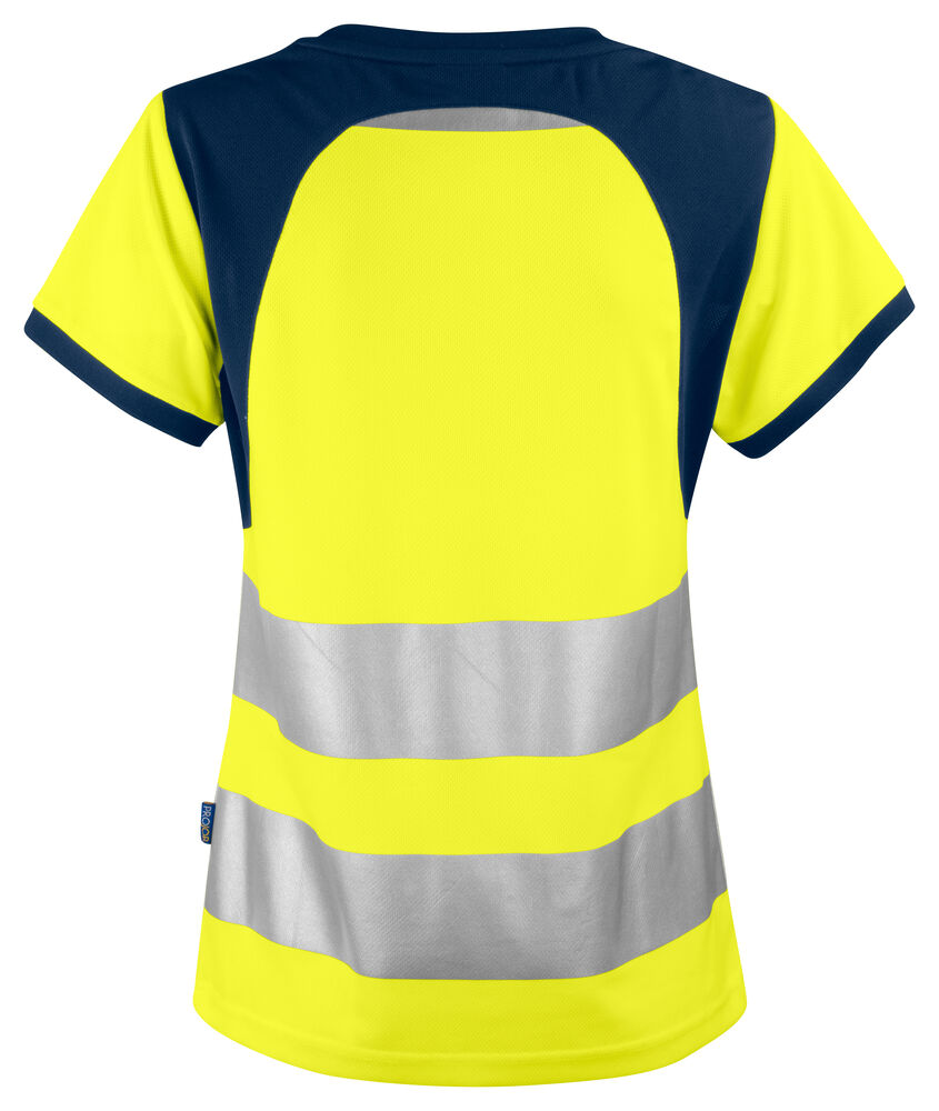 Projob 6012 DAME T-SHIRT EN ISO 20471 KLASSE 2/1 - Yellow/Navy [10] / XS