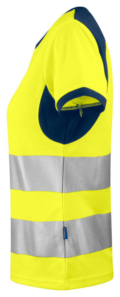 Projob 6012 DAME T-SHIRT EN ISO 20471 KLASSE 2/1 - Yellow/Navy [10] / XS