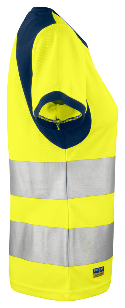 Projob 6012 DAME T-SHIRT EN ISO 20471 KLASSE 2/1 - Yellow/Navy [10] / XS