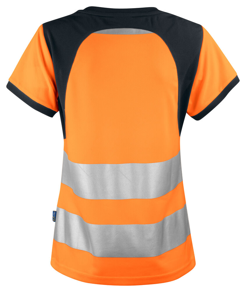 Projob 6012 DAME T-SHIRT EN ISO 20471 KLASSE 2/1 - Orange/Black [1799] / XS