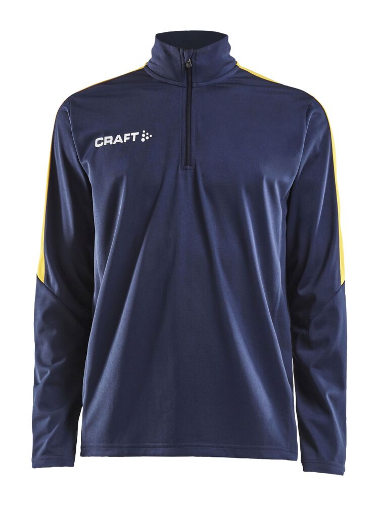 Progress Halfzip Ls Tee M från Craft i Marinblå/Sweden yellow