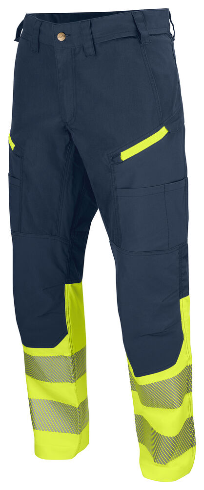 Projob 6528 BUKS MED STRETCH EN ISO 20471 KLASSE 1 - Yellow/Navy [10] / C44