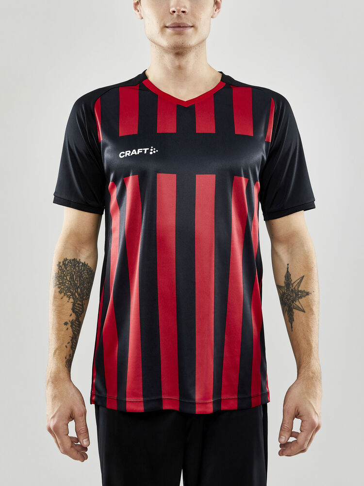 Craft Progress 2.0 Stripe Jersey M - BLACK-BRIGHT RED [999430] / XS