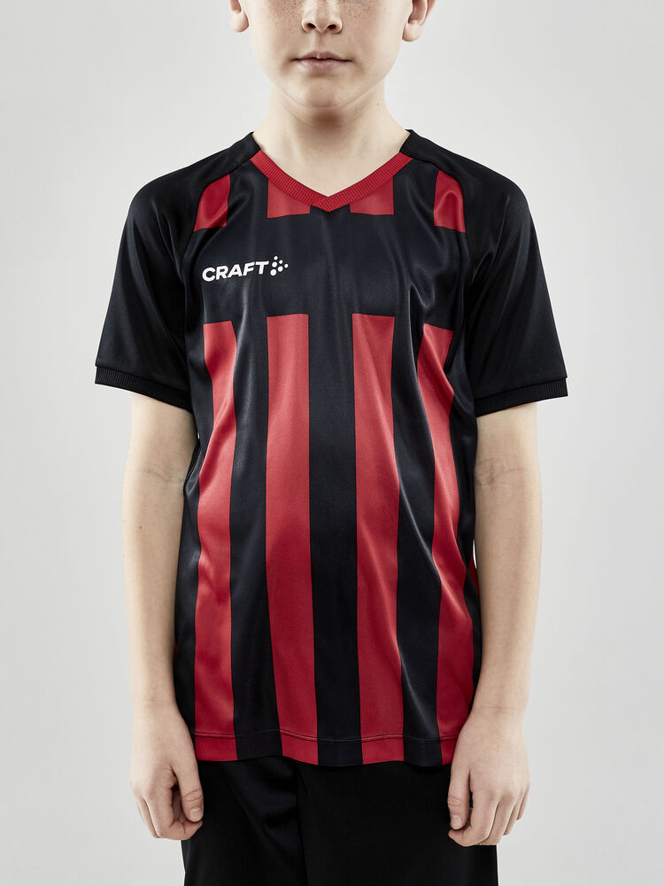 Craft Progress 2.0 Stripe Jersey Jr - BLACK-BRIGHT RED [999430] / 122/128