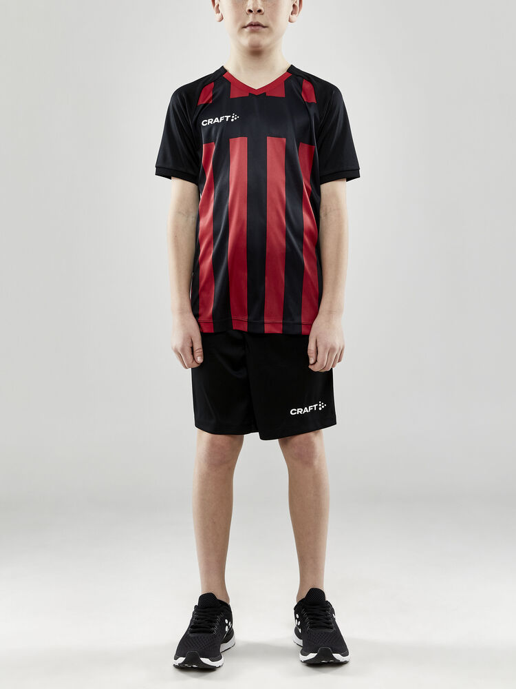 Craft Progress 2.0 Stripe Jersey Jr - BLACK-BRIGHT RED [999430] / 122/128