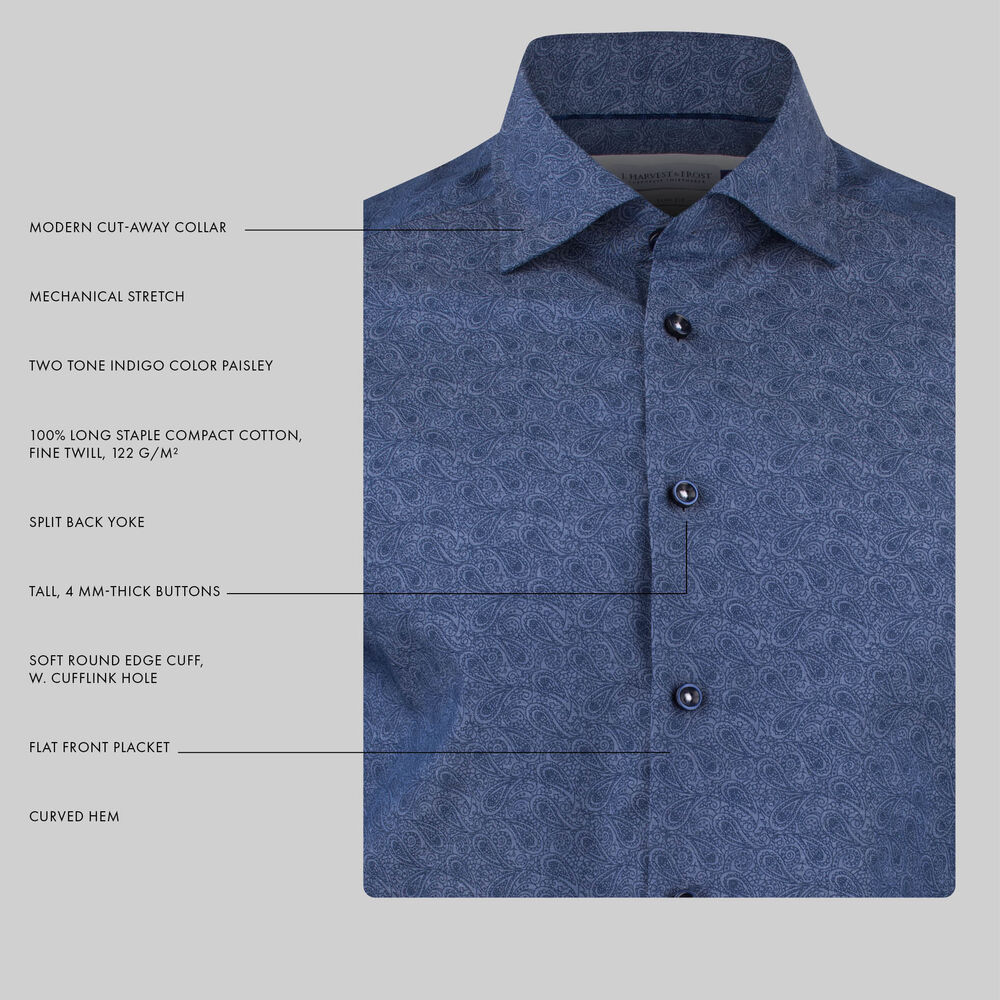 PB143 Twill Regular, indigo paisley från J.Harvest & Frost