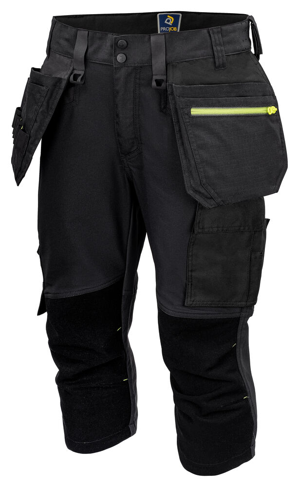 Projob 5557 KNICKERS MED STRETCH KEVLAR PÅ KNÆ - Black/Yellow [99] / C44