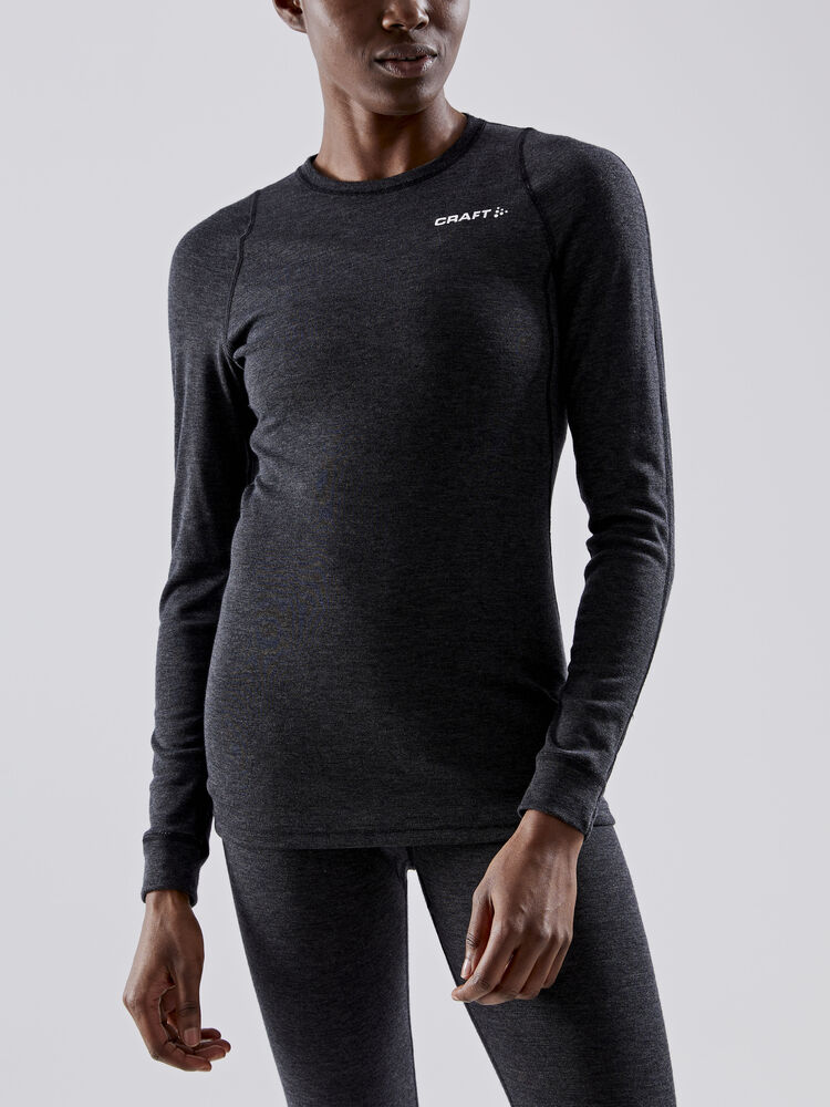 Craft CORE Wool Merino LS Tee W - BLACK MELANGE [998000] / XS