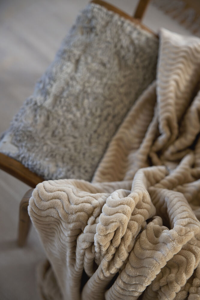 Agnes fleecepledd, beige 3