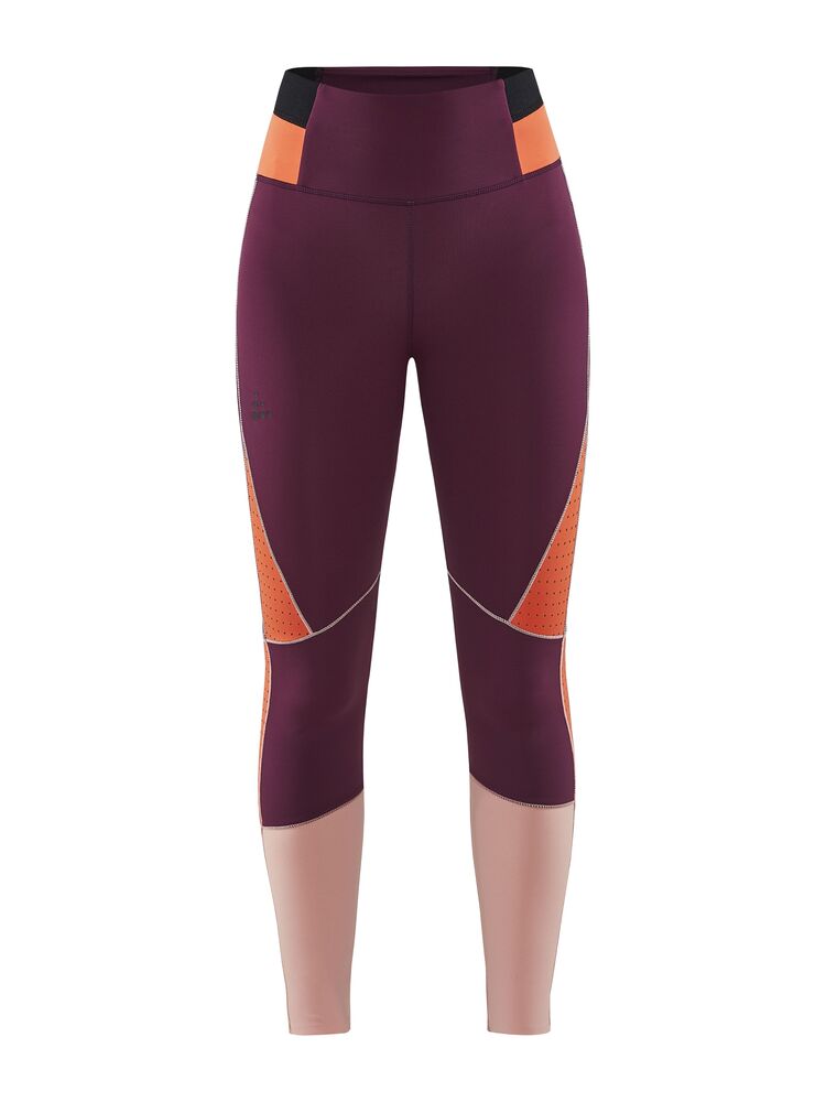 PRO CHARGE Blocked Tights W från Craft i Burgundy-bleikur