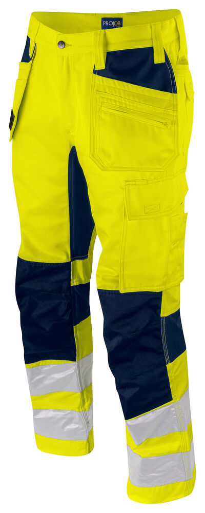 Projob 6570 BUKS MED STRETCHPANELER EN ISO 20471 KLASSE 2 - Yellow/Navy [10] / D84