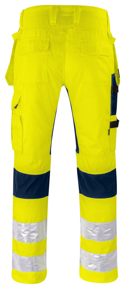 Projob 6570 BUKS MED STRETCHPANELER EN ISO 20471 KLASSE 2 - Yellow/Navy [10] / D84