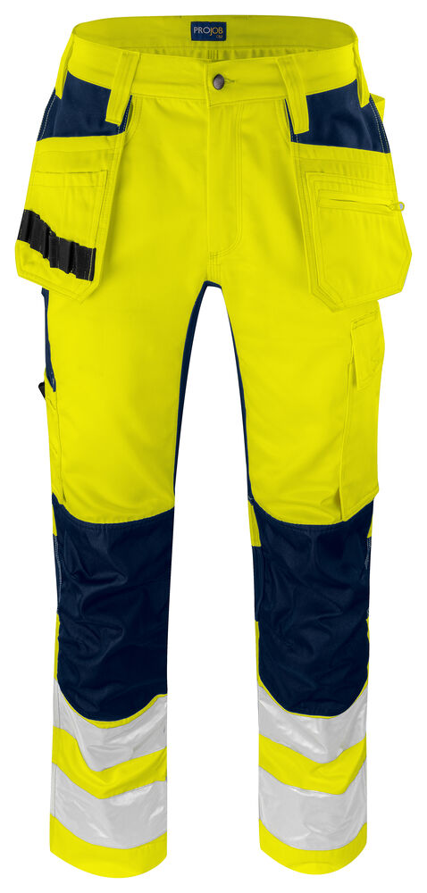 Projob 6570 BUKS MED STRETCHPANELER EN ISO 20471 KLASSE 2 - Yellow/Navy [10] / D84