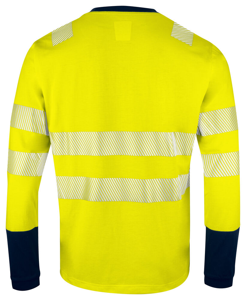 Projob 6014 LANGÆRMET T-SHIRT EN ISO 20471 KLASSE 3/2 - Yellow/Navy [10] / XS