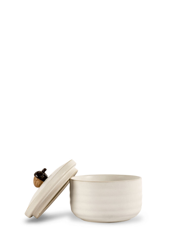 Ellen jar with lid acorn (6) Off white