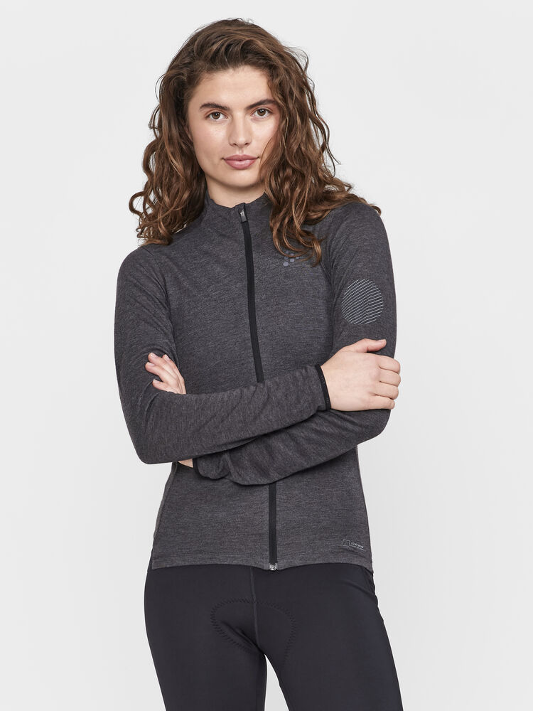Craft Core Bike Essence Wool LS Jersey W - Black Melange [999200] / XS