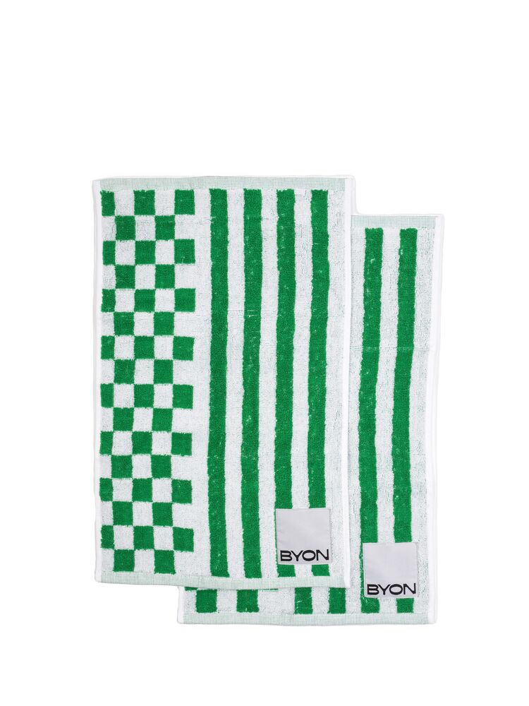 Handduk Rio 30x50cm 2-pack från Byon i Grön/Vit