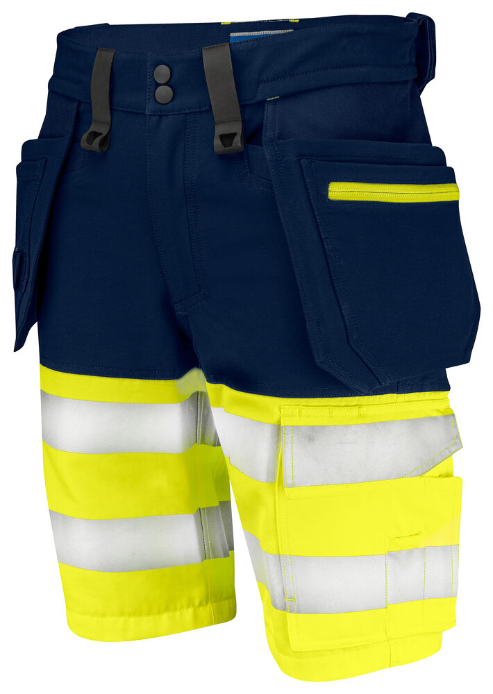 Projob 6580 SHORTS, EN ISO 20471 KLASSE 1 - Yellow/Navy [10] / C44