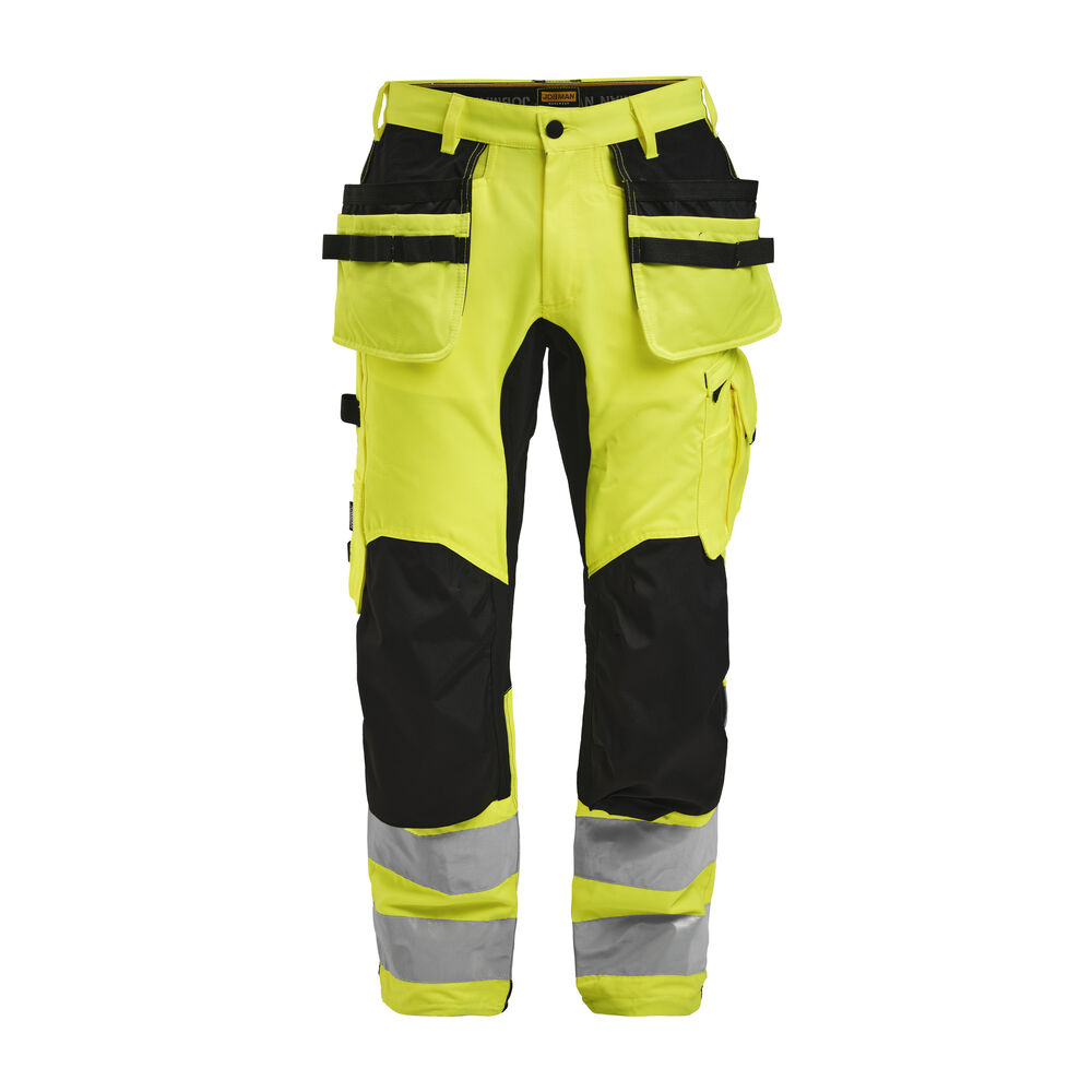 2240 Hantverksbyxa Stretch Varsel från Jobman i Gul/Svart