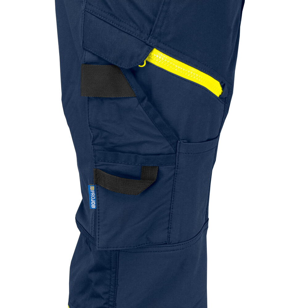 Projob 6528 BUKS MED STRETCH EN ISO 20471 KLASSE 1 - Yellow/Navy [10] / C44