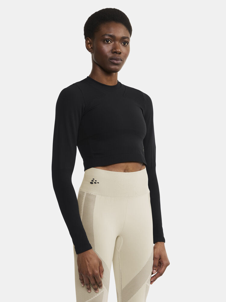 Craft ADV Tone Seamless Cropped Ls Top W - Black AW25 [999000] / XS