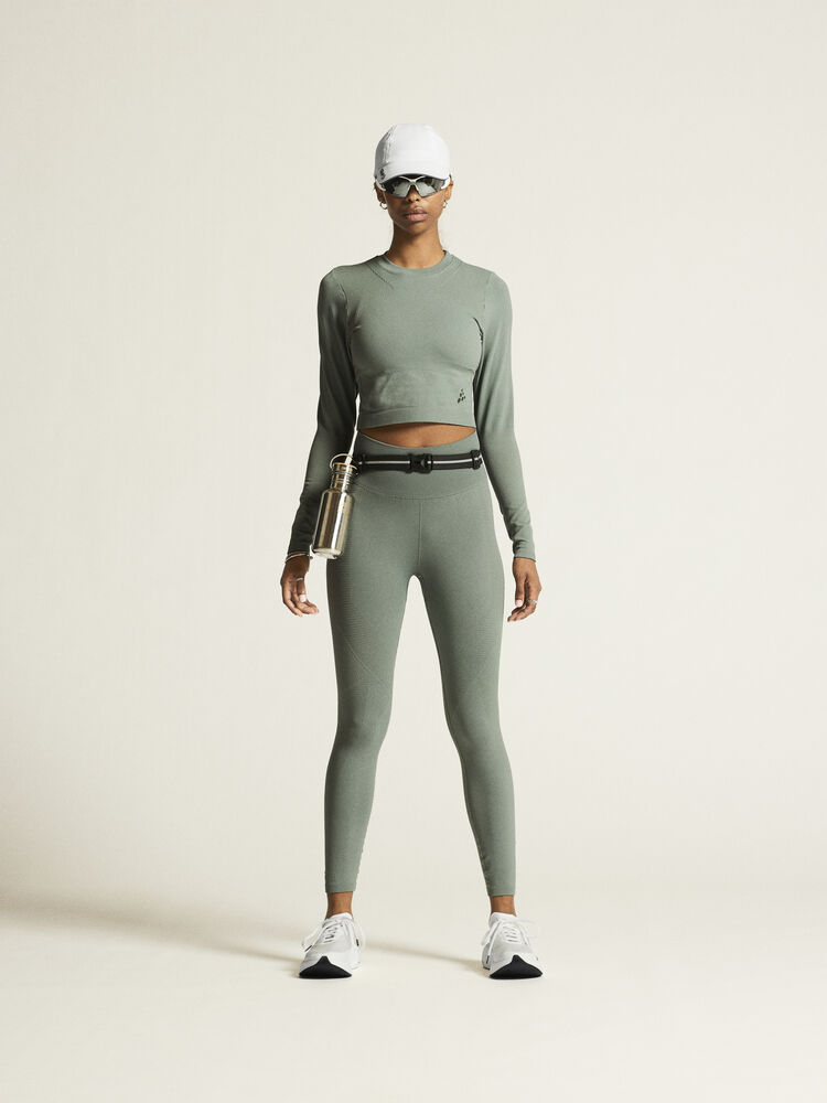 Craft ADV Tone Seamless Cropped Ls Top W - Leaf [647000] / XS