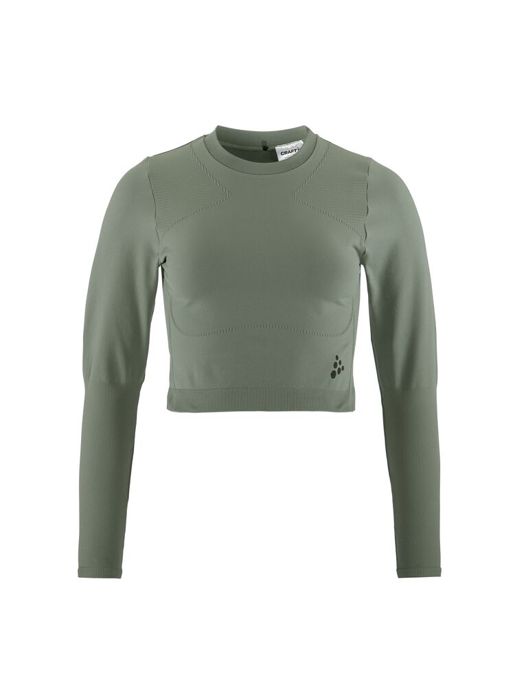 Craft ADV Tone Seamless Cropped Ls Top W - Leaf [647000] / XS