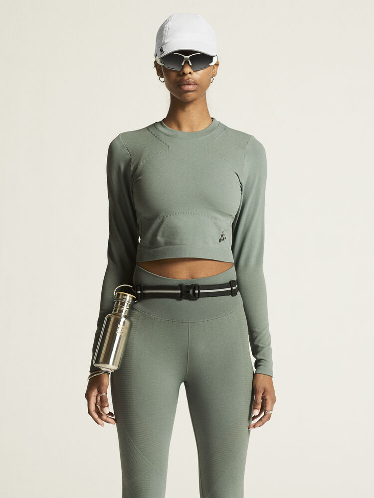 Craft ADV Tone Seamless Cropped Ls Top W - Leaf [647000] / XS
