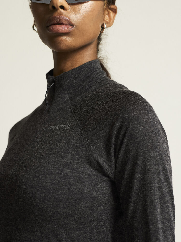 Craft Wool LS Tee W - Black Melange [999200] / XS