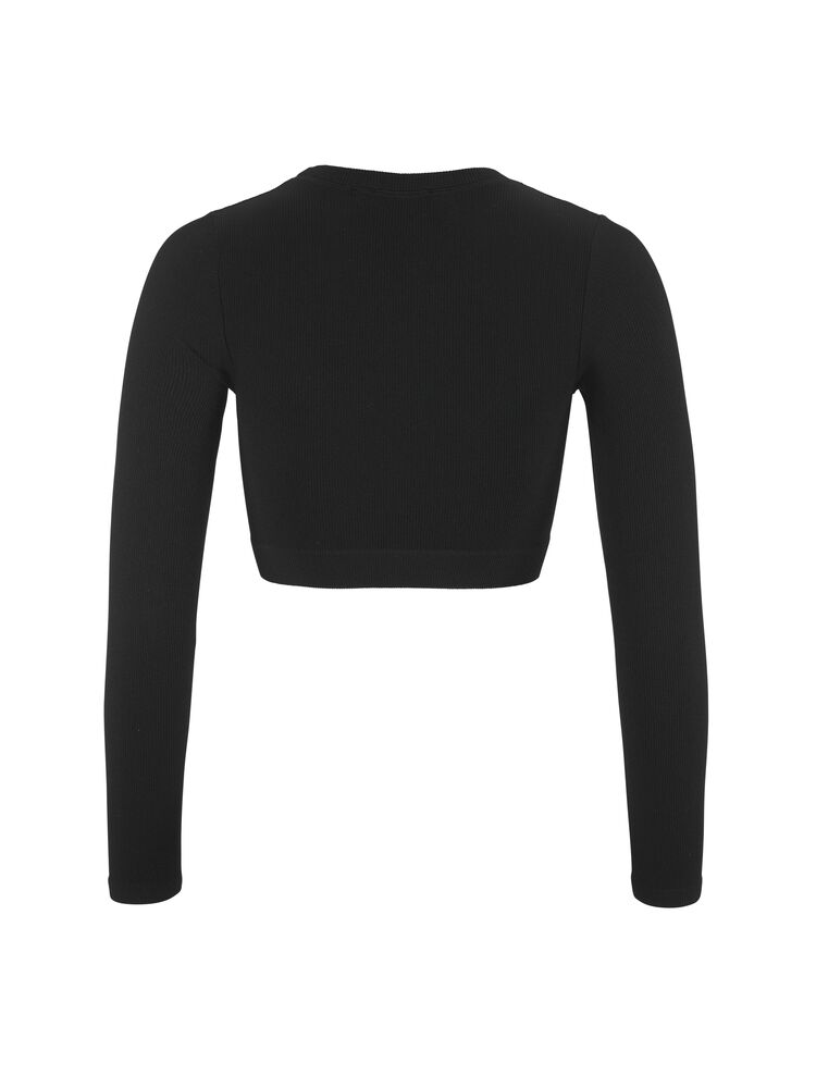 Craft Collective Rib Cropped Ls Top W - Black AW25 [999000] / L/XL