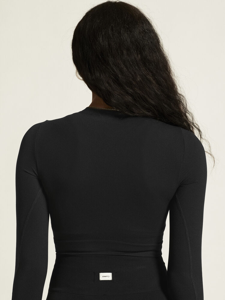 Craft Collective Rib Cropped Ls Top W - Black AW25 [999000] / L/XL