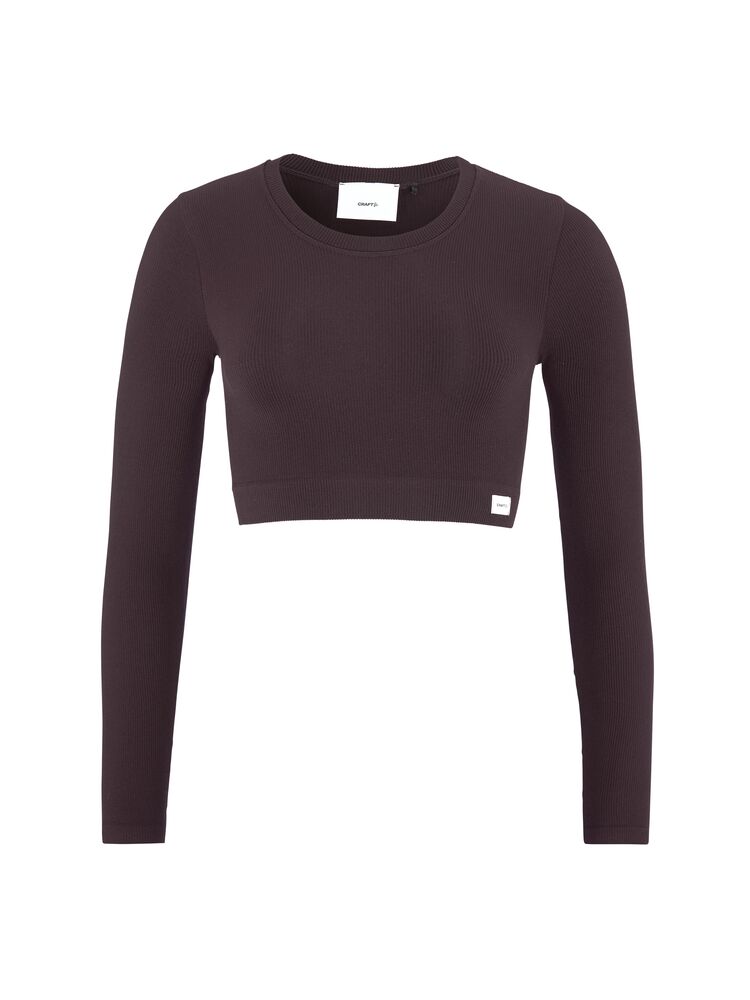 Collective Rib Cropped Ls Top W från Craft i Dk plum
