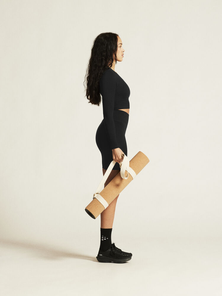 Craft Collective Rib Cropped Ls Top W - Black AW25 [999000] / L/XL