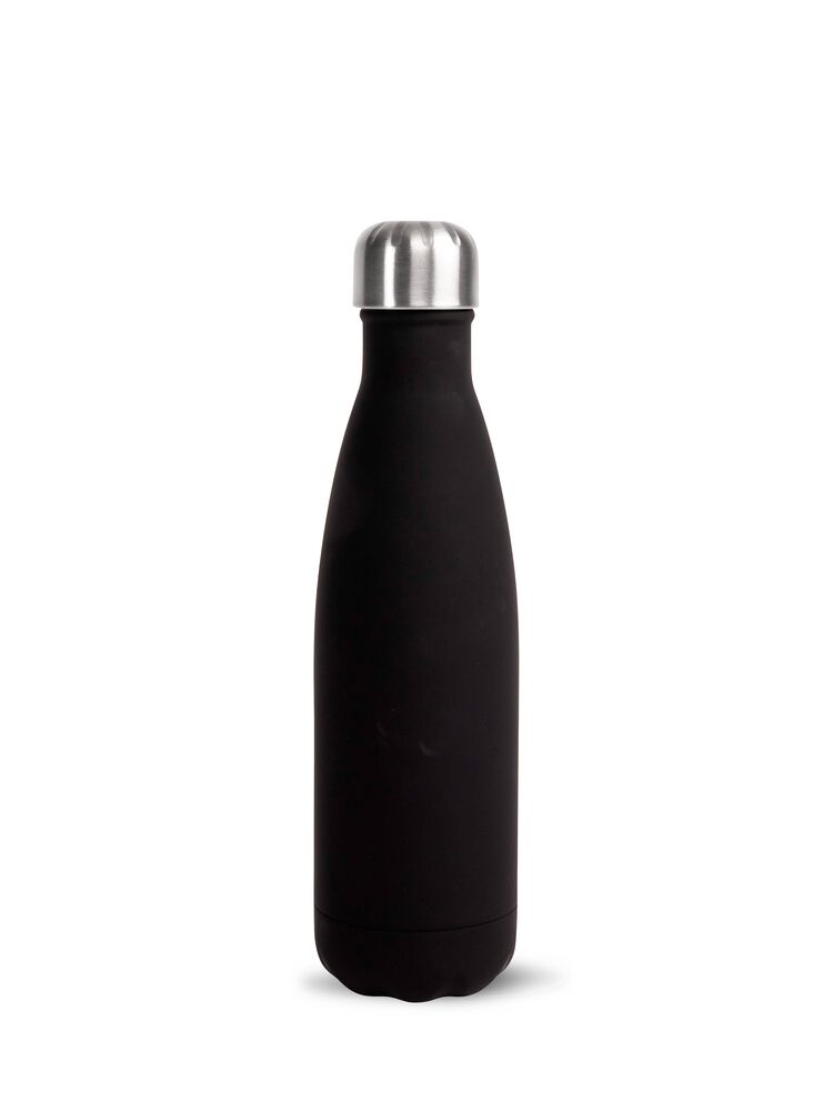 Nils steel bottle rubber finish black 12/24H, 50cl