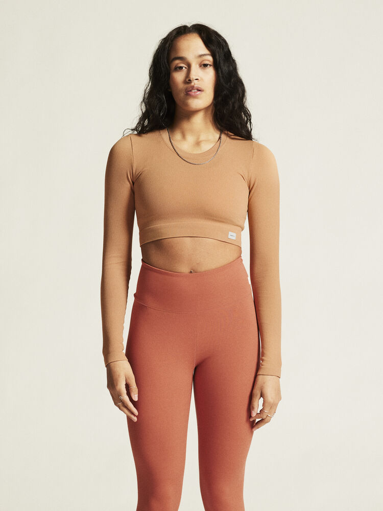 Craft Collective Rib Cropped Ls Top W - Syrup (retail) [246000] / L/XL