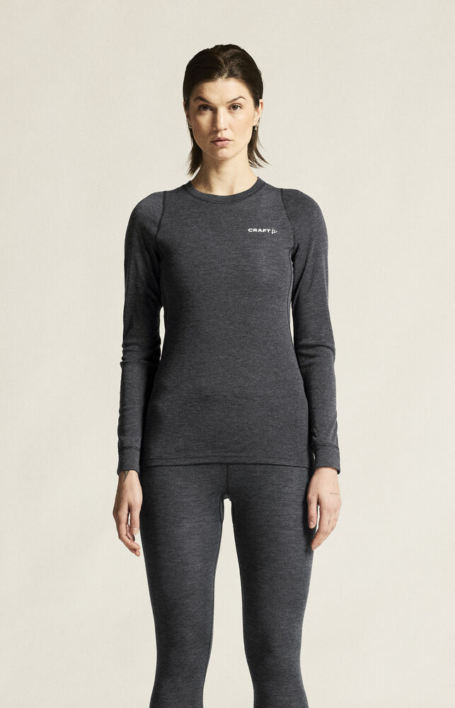 Craft CORE Wool Merino LS Tee W - BLACK MELANGE [998000] / XS