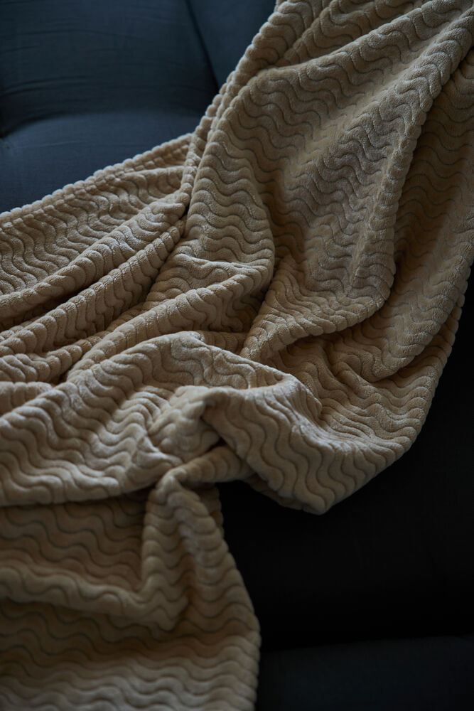 Agnes fleecepledd, beige 4