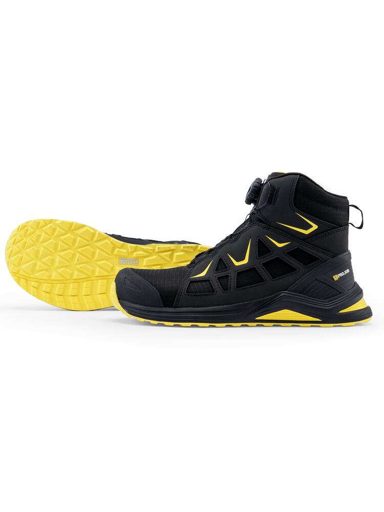 Projob 9517 SIKKERHEDSSKO ORYX MID CUT S3S - Black/Yellow [9910] / 35