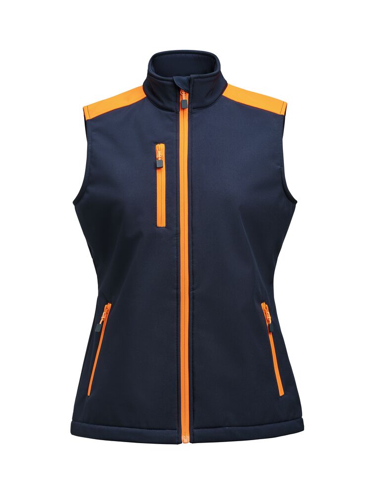 Prime Softshell Vest Lady från Printer PRIME i Marinblå/Neon orange