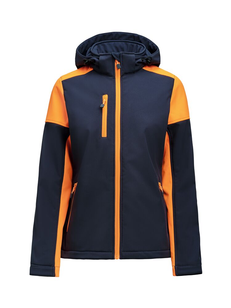 Prime Softshell Lady från Printer PRIME i Marinblå/Neon orange