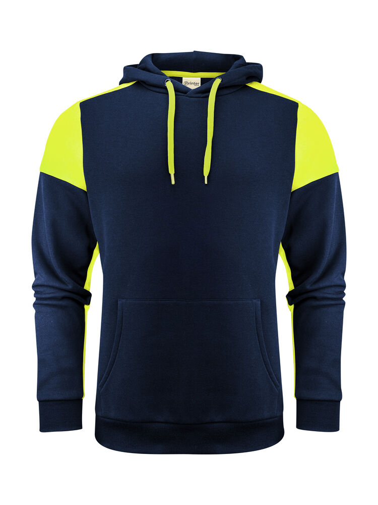 Prime Hoodie från Printer PRIME i Marinblå/Neon yellow