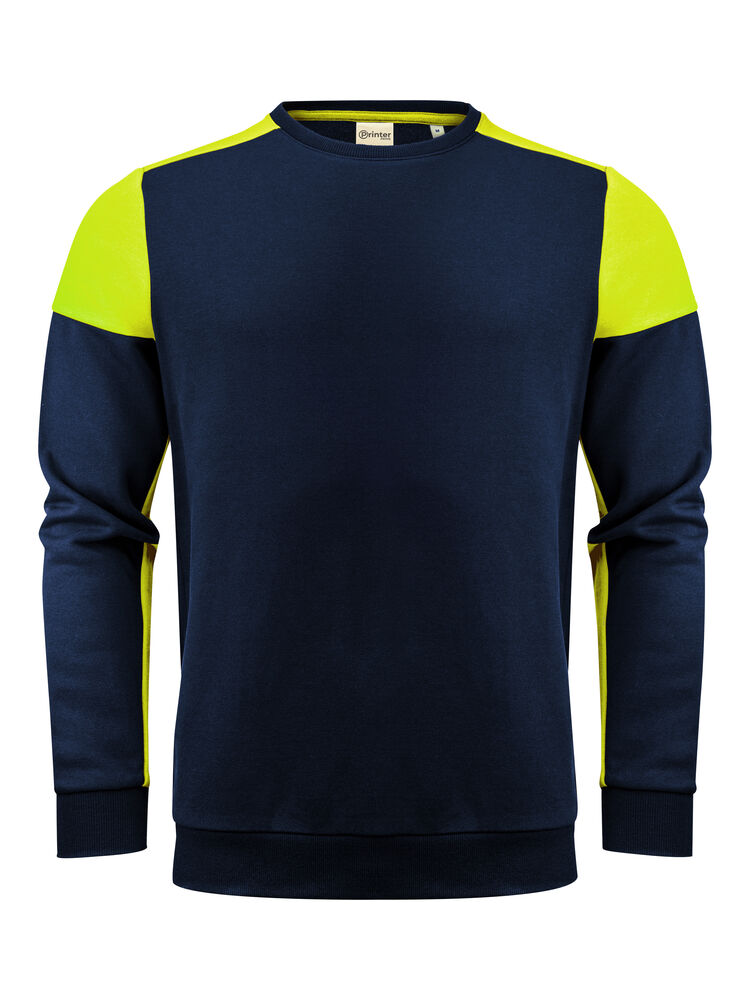 Prime Crewneck från Printer PRIME i Marinblå/Neon yellow