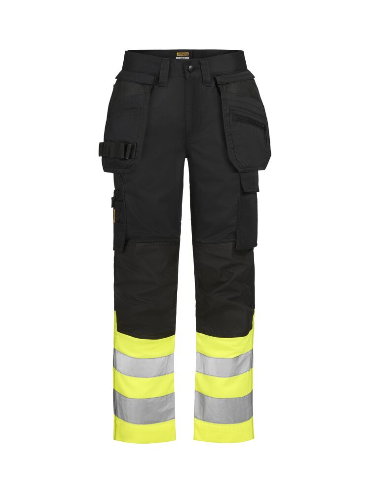 2514 Hantverksbyxa Stretch Varsel från Jobman i Svart/Gul