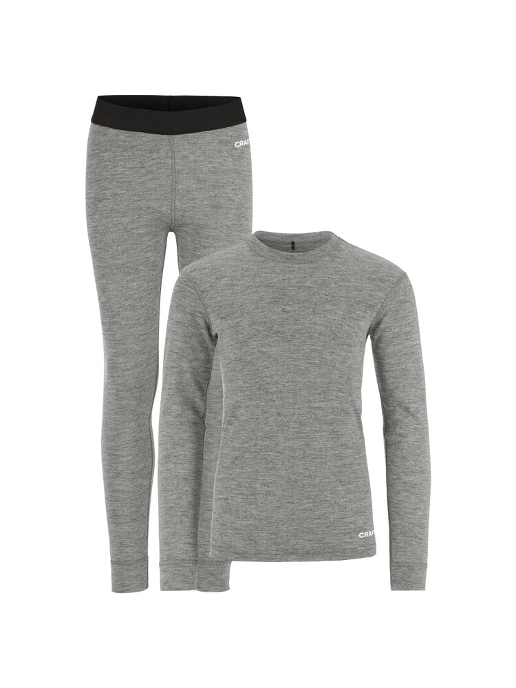 Wool Merino Set Jr från Craft i Dk grey/Melange