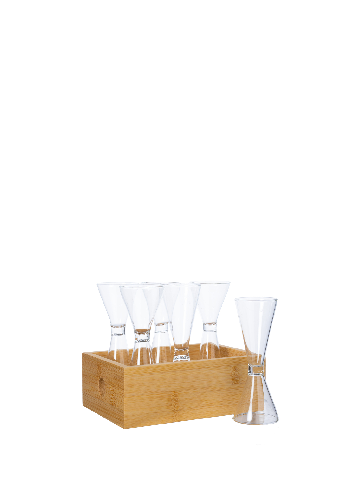 Nature snapsglass i bambusboks, 6-pk.
